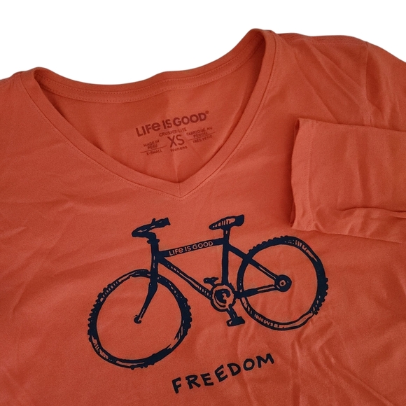 LIFE IS GOOD Freedom Bicycle Graphic Long Sleeve Tee orange xs - Picture 4 of 11